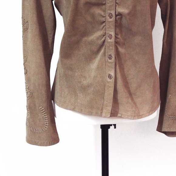 Vintage suede snap down Western blouse, SKOTTS SUEDE, Washable, Size M - Picture 8 of 11